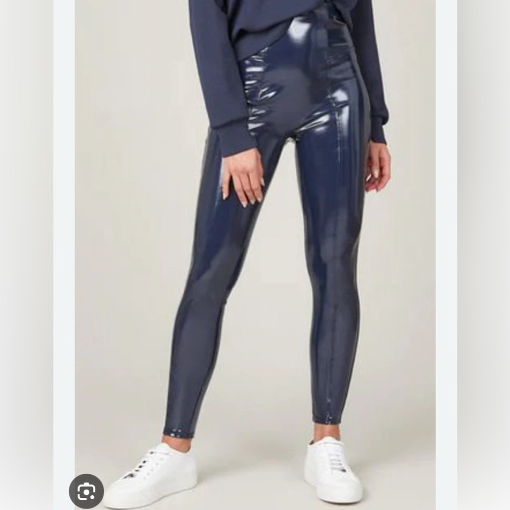 Navy blue patent faux leather SPANX